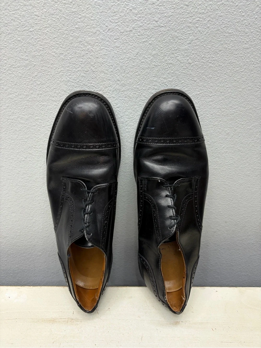 Allen Edmonds Black Leather Park Avenue Cap-Toe Oxford Shoes Size 12